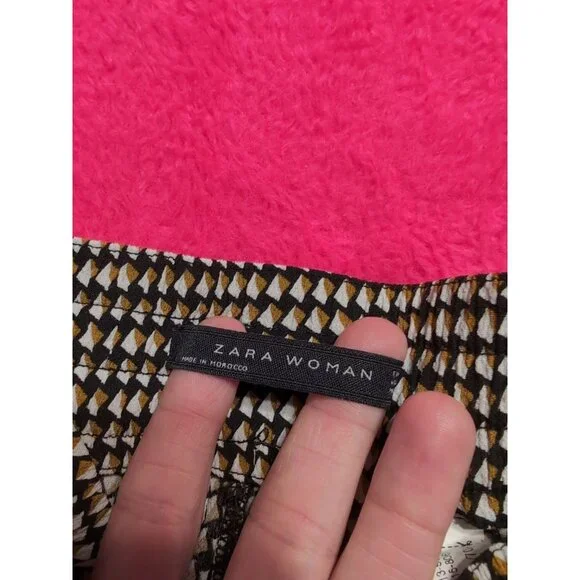 Zara Geometric Print Women's Pull On Pants Size M Pockets READ - Picture 5 of 11